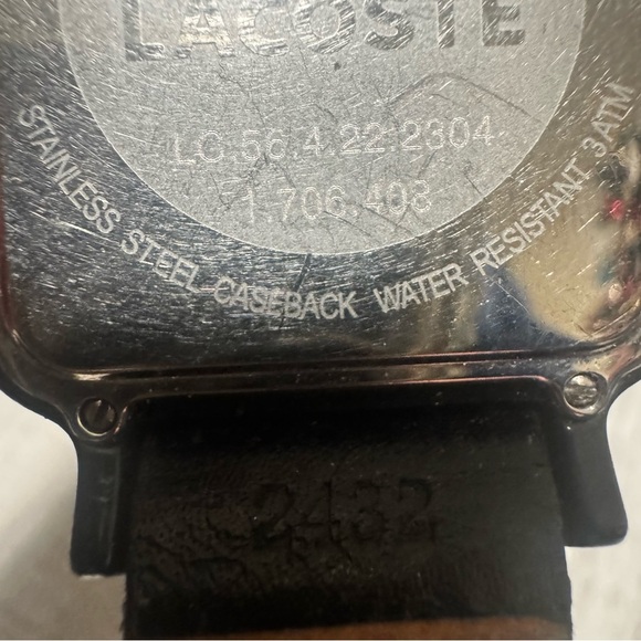 Lacoste LG 56.4.22.2304 Watch With Leather Band Square Face RARE Needs Battery - Picture 11 of 16